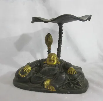 

Chinese Antique Home Decorated Handmade Bronze Carving buddha statue The Candle Holder/ Candlestick