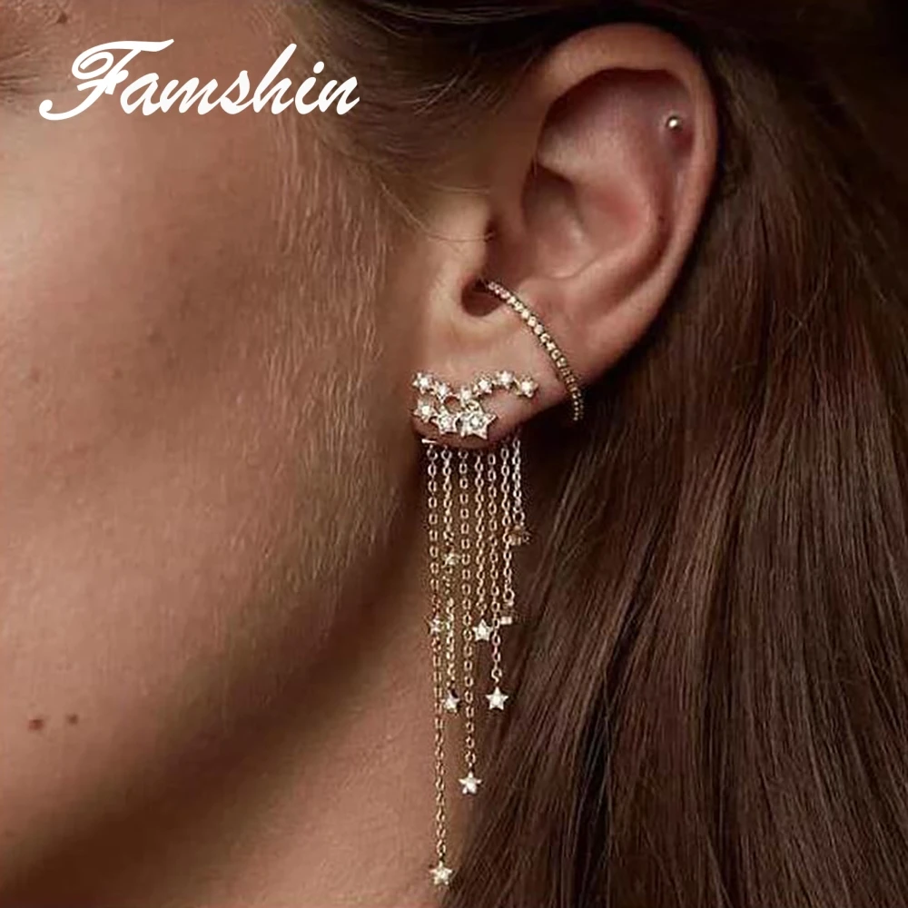 

FAMSHIN Fashion Star Bohemia Long Section Tassel Drop Earrings Simple Geometric Earrings Fashion Statement Jewelry Gifts 2018