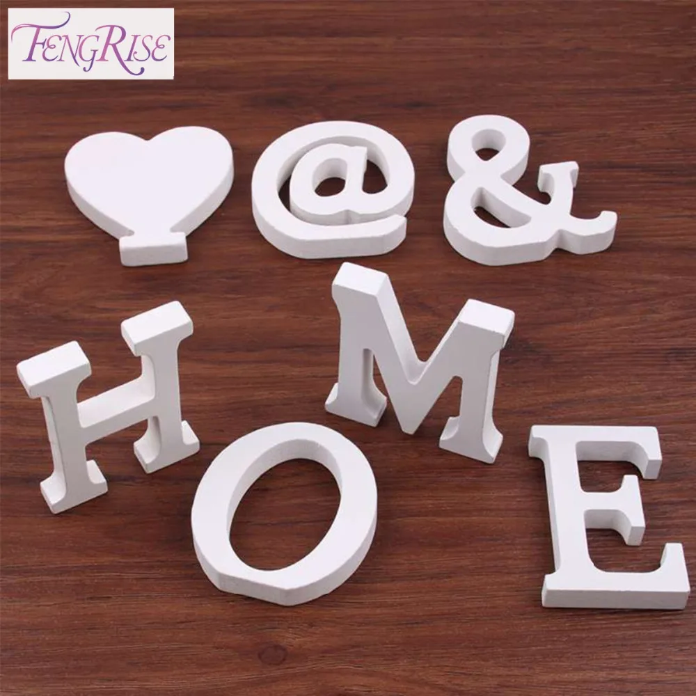 fengrise 8cm thick wood alphabet wooden white letters table ornament craft name wall art souvenir wedding decoration home decor