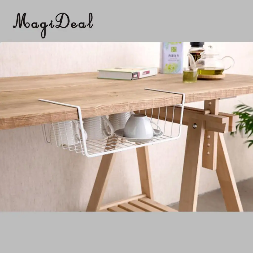 MagiDeal Household Storage Under Shelf Rack Organizer Basket for Table Cupboard Black Storage Basket for Bathroom Triangular