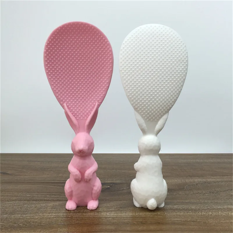 

New Cute Cartoon Peter Rabbit Rice Spoon Non Sticky Vertical Stand Rice Scoop Soup Sauce Ladle Kitchen Tool Dinner 2019