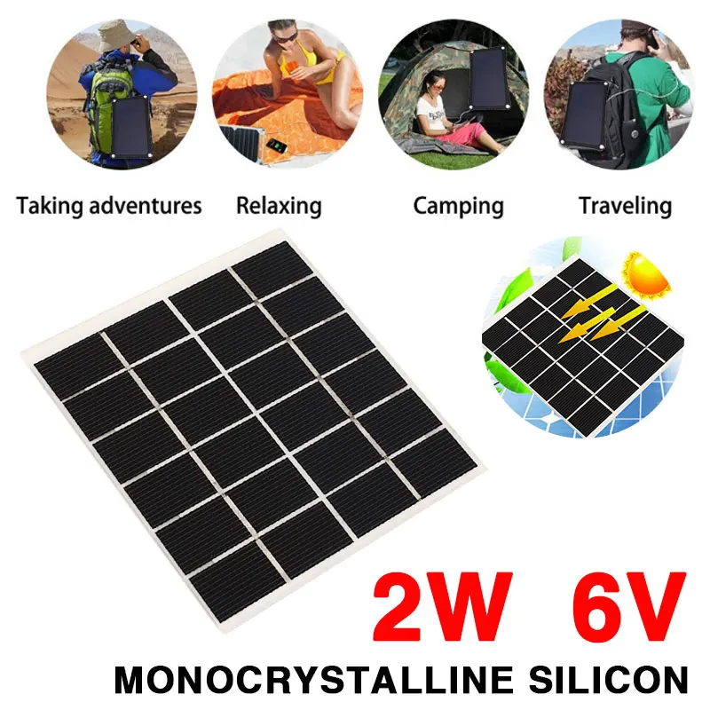 2 Вт 6 в солнечная панель для батареи сотового телефона зарядные устройства портативный монокристаллический солнечный элемент кремния+ Eetfe монокристаллический