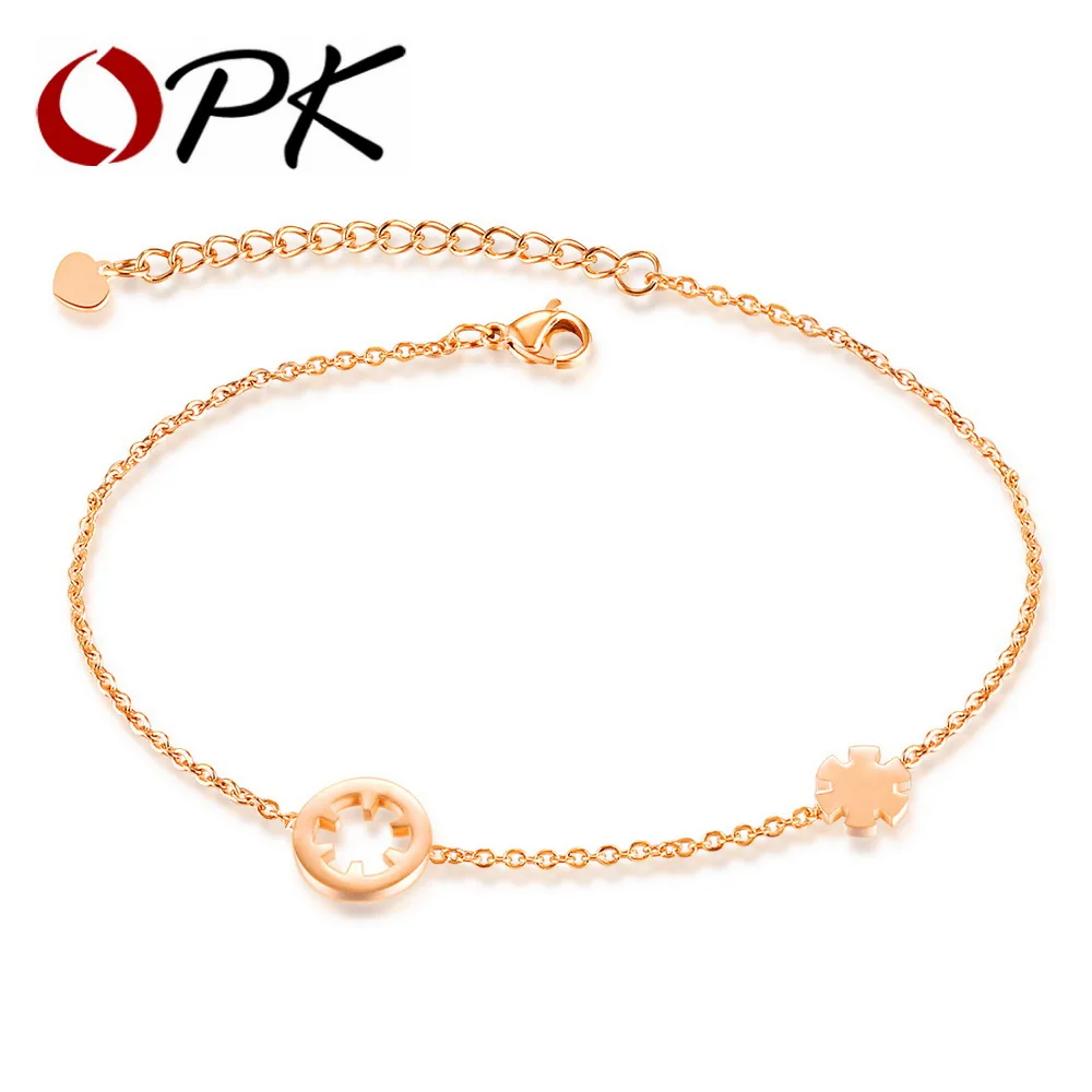 OPK лучший бренд браслет на ногу со снежинкой для женщин розовое золото цвет 21-26 см