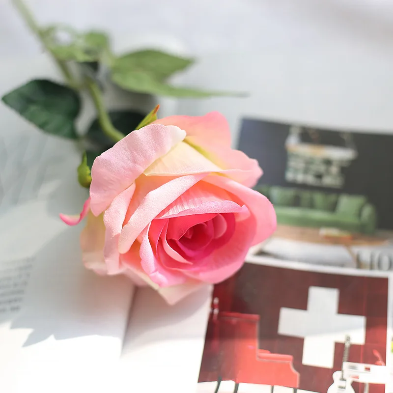 Dream House DH винтажная роза Свадебная имитация Botany фланелет бархатная Роза искусственные цветы для домашнего декора - Цвет: Pink