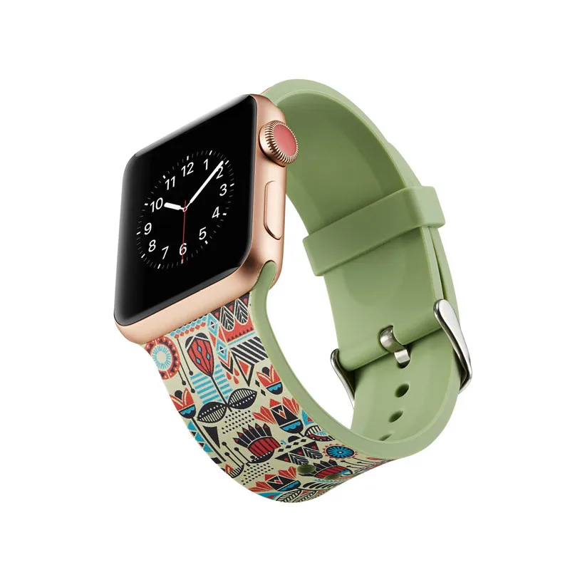 Ремешок для Apple Watch 4 3 Band 38 мм 44 мм, VIOTOO женский красочный узор с принтом силиконовый резиновый ремешок для часов Iwatch
