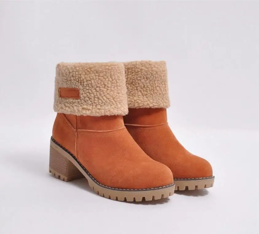 Женские ботинки; женские ботинки больших размеров; новые зимние ботинки с бархатной подкладкой; теплые женские зимние ботинки в европейском и американском стиле - Цвет: Orange