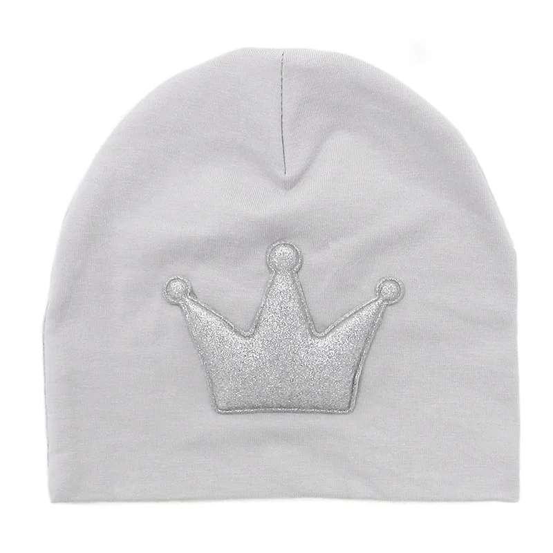 GZHilovingL/Новинка; милая хлопковая шапка с короной; шапочки для новорожденных девочек и мальчиков; сезон весна-зима; мягкая детская шапка для фотосъемки - Цвет: Gray-silver