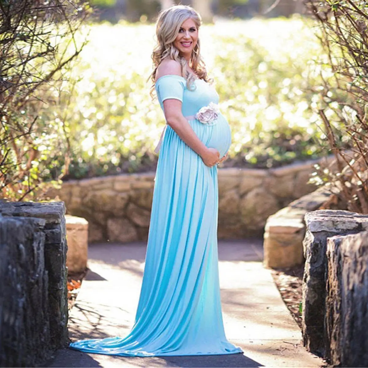 Женское кружевное платье для беременных, длинное платье для беременных - Цвет: A