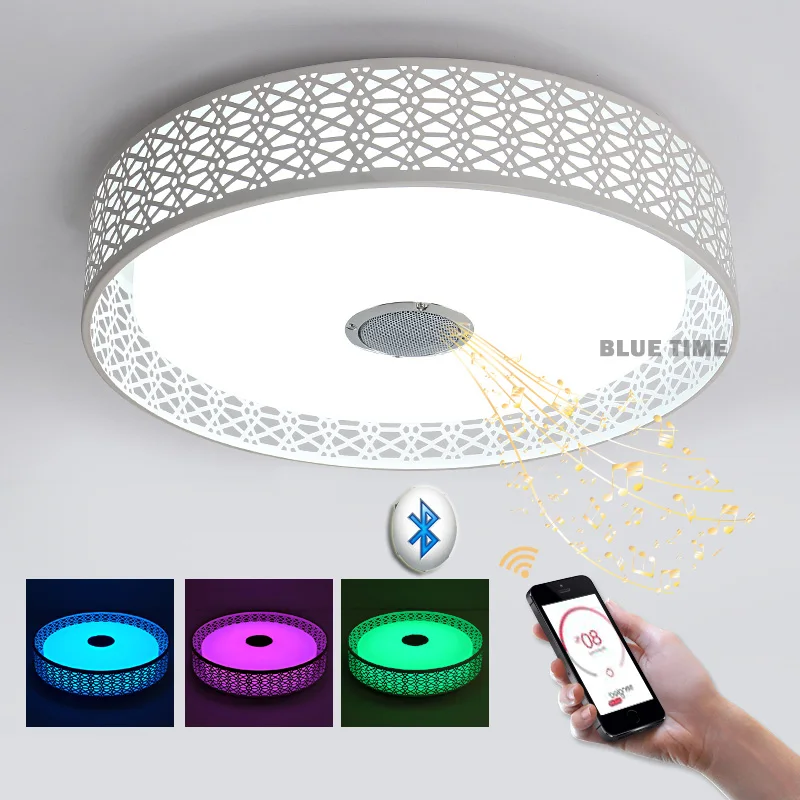

Intelligence RGB Modern Ceiling Lights Led Bluetooth Music Lamp For Living Room lustres de sala de Cristal Wedding Decoration
