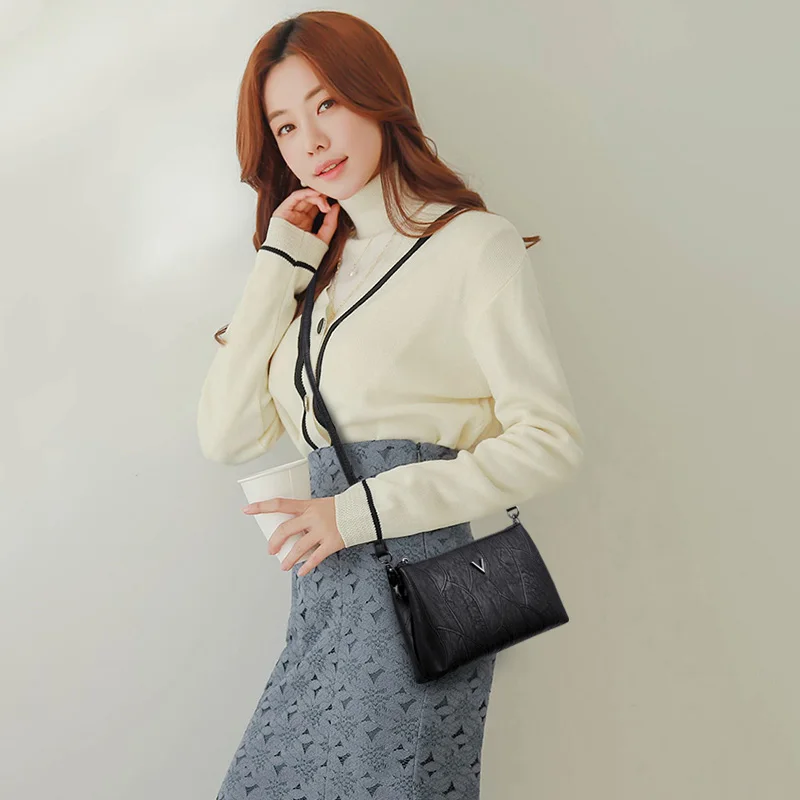

Retro PU Leather Ladies Shoulder Bag 2019 New Long Shoulder Strap Womnen's Messenger Bags Double Layer Mini Clutch Bag