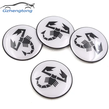 

Gzhengtong 4pcs/lot 50mm 56mm White Scorption Car Sticker Car Wheel Center Hub Cap Badge Stickers Auto Decal Badge Rim Sticker