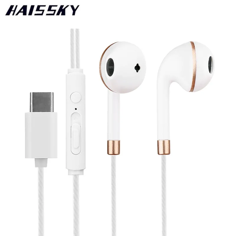 

HAISSKY Type-C Earphones Wired Perfume Line Control With Mic Type C Earbuds For LeEco Le 2 / Max/ Pro Xiaomi Mi5 Huawei P9 Plus