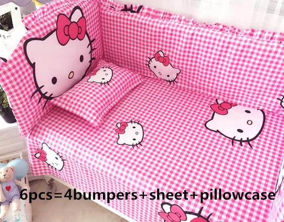 Promotion 6pcs Best Selling Baby Crib Bedding Set Lovely Design
