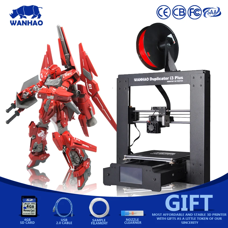 3D принтер WANHAO i3 Plus металлическая рама с сенсорным ЖК экраном большой размер