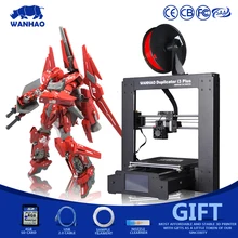 Низкая цена wanhao i3 плюс 3D принтера, металлический каркас с сенсорным ЖК-дисплей, Большой размер сборки 200x200x180 мм, в Регулируемая скорость 70 мм/сек.,