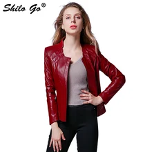 Шило GO кожаная куртка Осенняя мода Овчина натуральная кожа куртка с воротником в виде ракушки молния зеленый цвет красное вино черное кожаное пальто