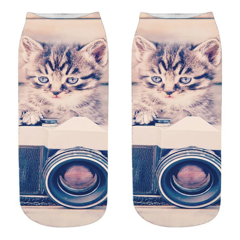 Для мужчин и Для женщин и милые носки с рисунками зверей из мультфильмов, с рисунком кота и собаки носки 3D забавным принтом носки с низкой лодыжкой детские носки унисекс VB173 - Цвет: Style 16