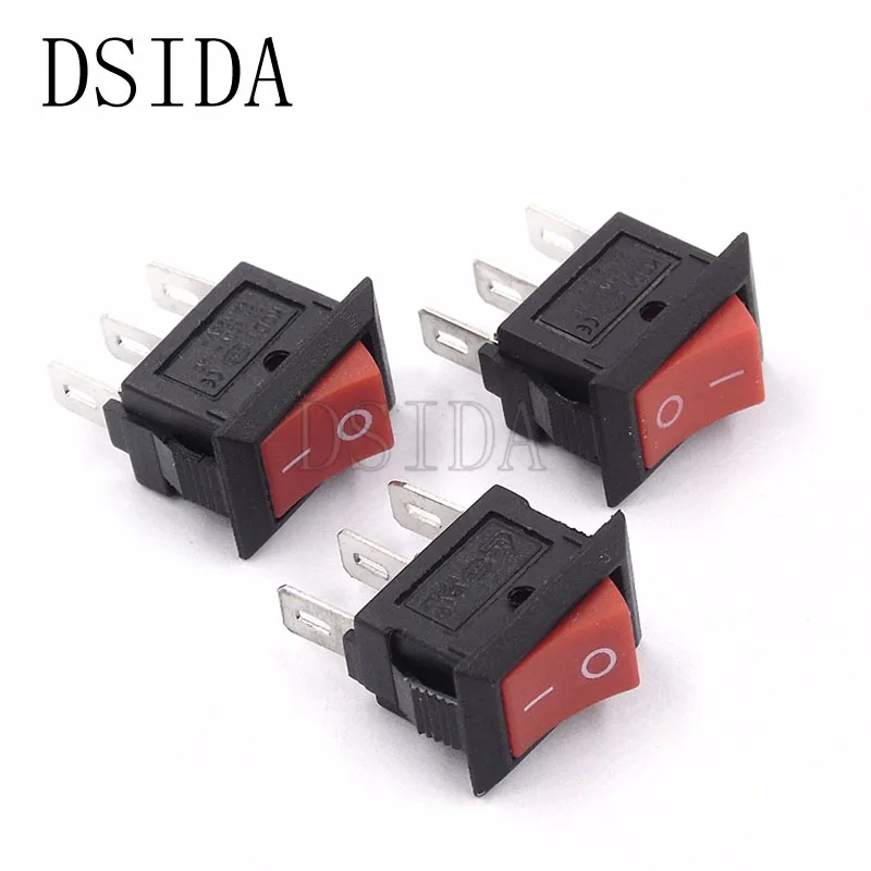 10 шт. KCD11 10*15 мм вкл. Выкл. 3Pin 3A 250V Красный кнопочный клавишный переключатель AC 10X15