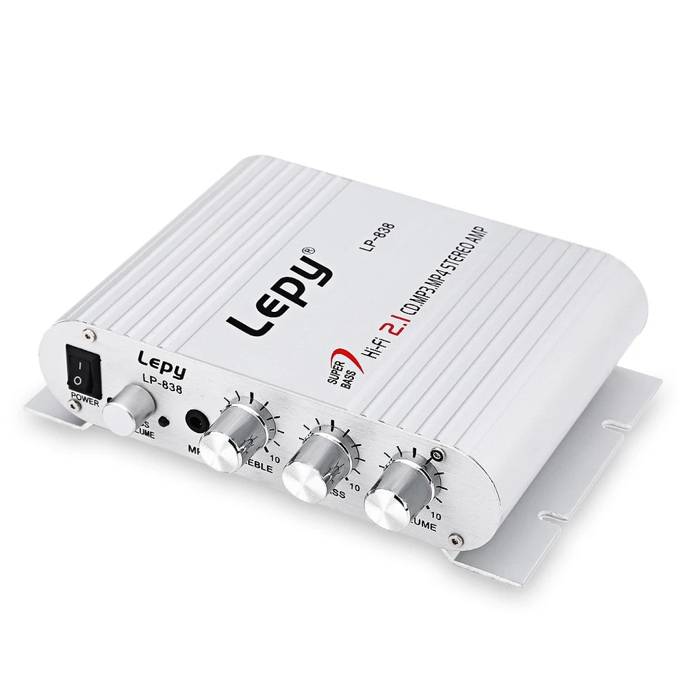 Lepy LP 838 Mini Hi Fi 2.1 Car 3 Channels Amplifier MP3