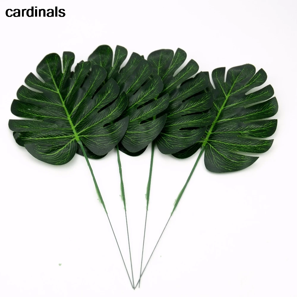 12Pcs 2Kind Large Artificial Fake Monstera Palm tree Leaves Green