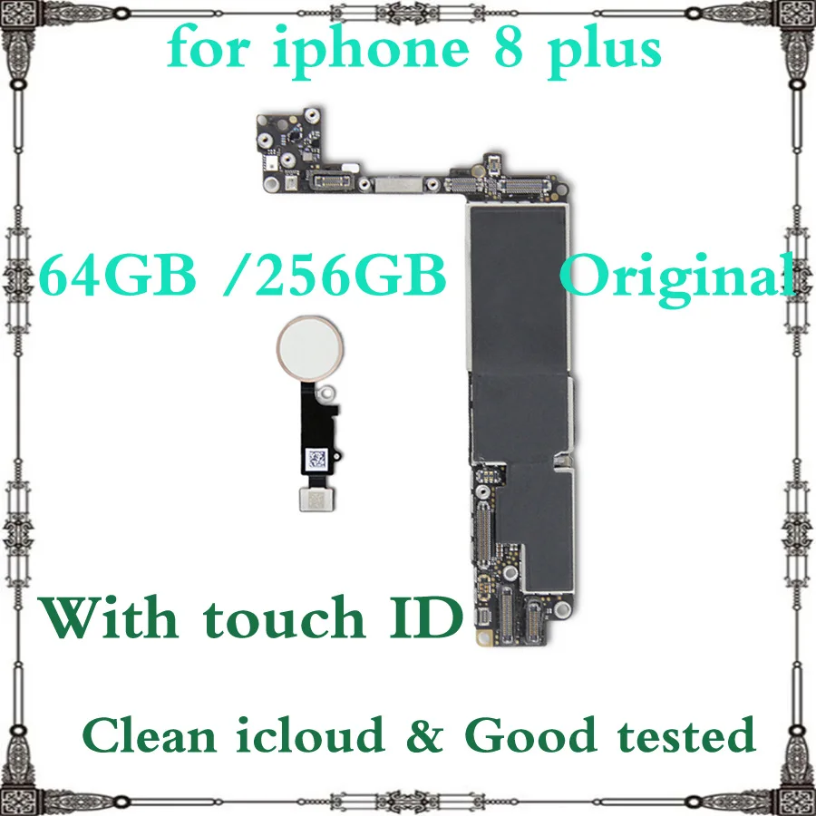 

Free shipping 64GB 256GB Logic board for iphone 8 plus with / without fingerprint Original unlocked for iphone 8plus Motherboard