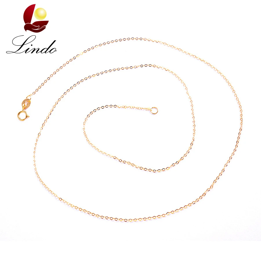 Чистая 18 к золотая цепочка для женщин модная классическая Высококачественная натуральная желтая Золотая цепь 40 см/45 см Lindo