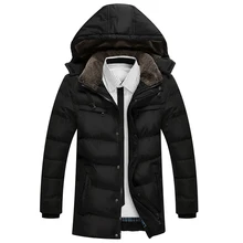 Новинка средней длины с капюшоном Hiver Veste Hommes Тонкий Модный искусственный нагрудный карманы Мужская парка пальто