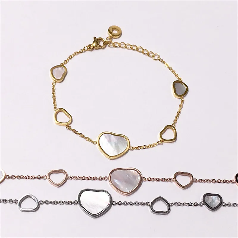 HUISTORY New High Quality Heart shaped Women Bracelet Stainless Steel