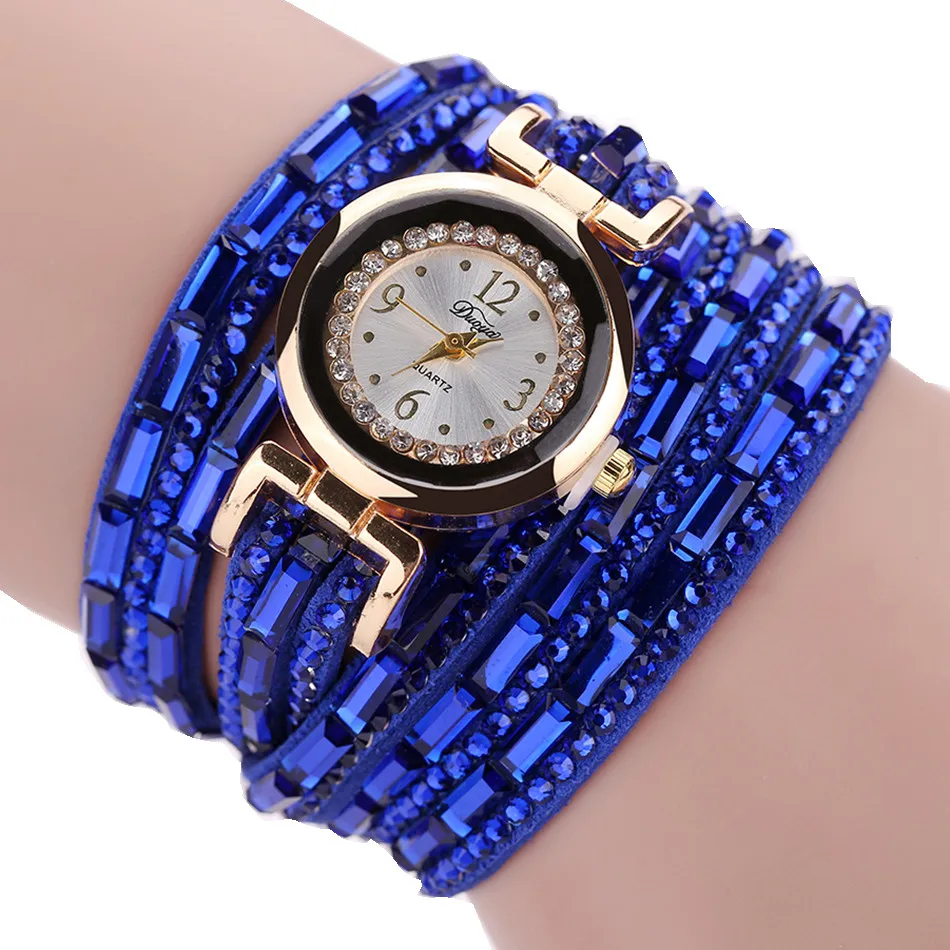 Роскошный бренд, женские часы, браслет, часы для девушек, подарок, женское платье, жемчужная шкала, кристалл, алмаз, кварцевые наручные часы, часы, Relogio# W - Цвет: Blue