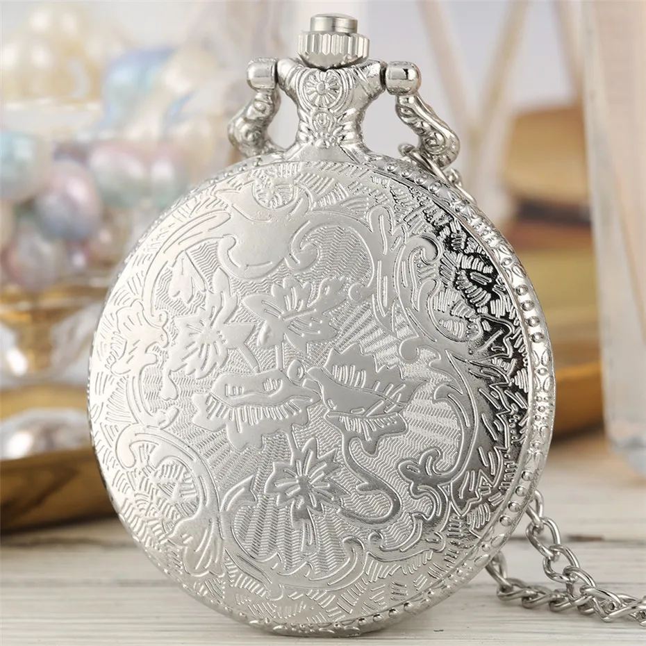 2016 New Arrival Silver Fashion Pendant Pocket Watch With Silver Necklace Chain Free Drop Shipping 3