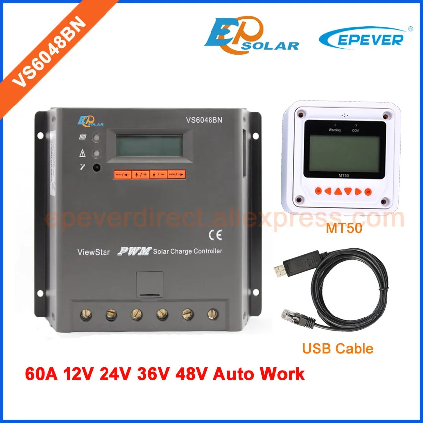 

Black and White colors MT50 remote meter and USB cable for solar panel regulator VS6048BN use 60A 60amp