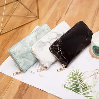 

Creative Casual Women Lady Wallets Purses Totes Teen Marble Patent Leather Long Clutch Bags Girls Zipper Card Coin Holder Z95
