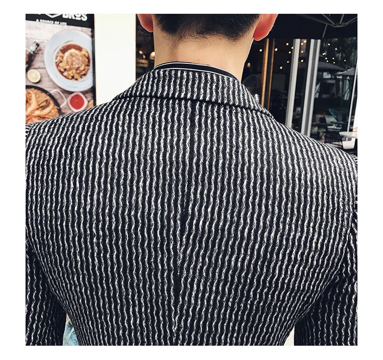 Полосатый блейзер для мужчин Slim Fit винтажный деловой Повседневный полосатый стильный Блейзер мужские куртки Hombre De Vestir Свадебный клуб блейзер