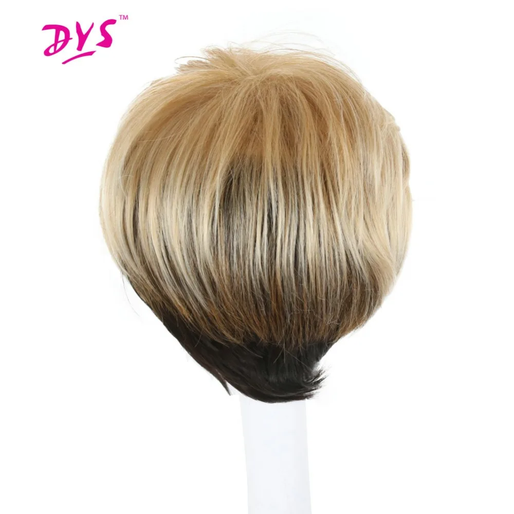 Deyngs короткие светлые парики для черных женщин синтетические волосы с челкой Омбре блонд черный цвет термостойкий косплей модный парик