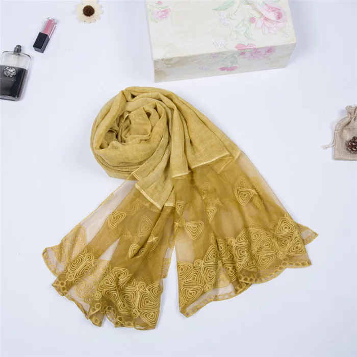 Новые Модные Элегантные Дамы Для женщин шарф платок хлопок кружева хиджаб - Цвет: color 2