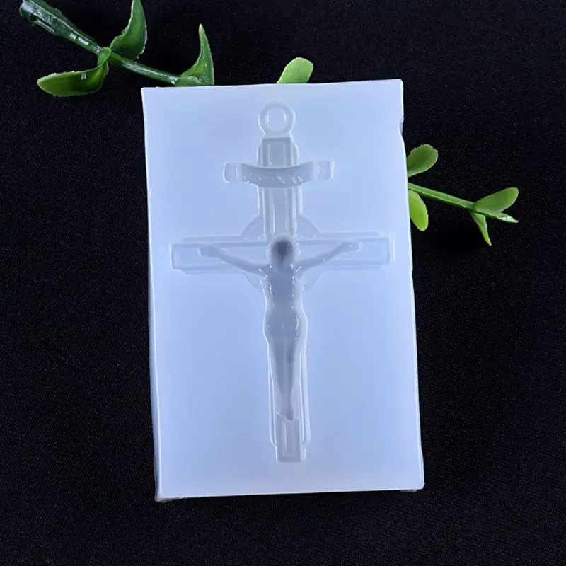 

Silicone Mold Exquisite Vintage Cross Jesus Mirror DIY Jewelry Making Tools Epoxy Resin Molds Crystal Handmade Cake Fondant Tool