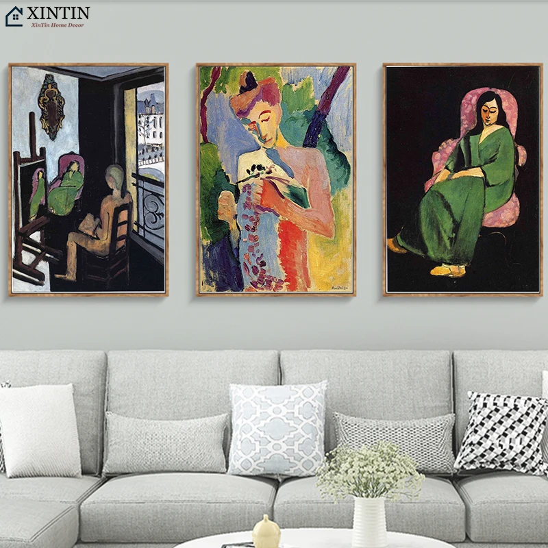 

Girl Model and Painter Henri Matisse Fauvism Abstract Lady Canvas Paintings Vintage Kraft Posters Wall Stickers Home Decor Gift