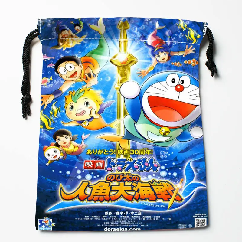 Высококачественная сумка для хранения с завязкой на заказ Doraemon, подарочные атласные сумки 27x35 см, компрессионные сумки