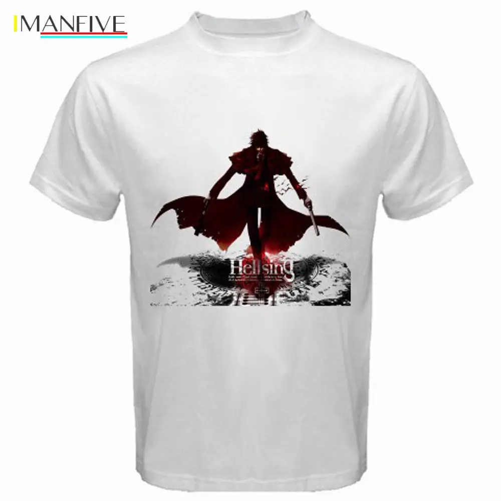 

Summer O-neck CottonNew Hellsing *Alucard Anime Manga Vampire Men's White T-Shirt Size S To 3XL T-shirt
