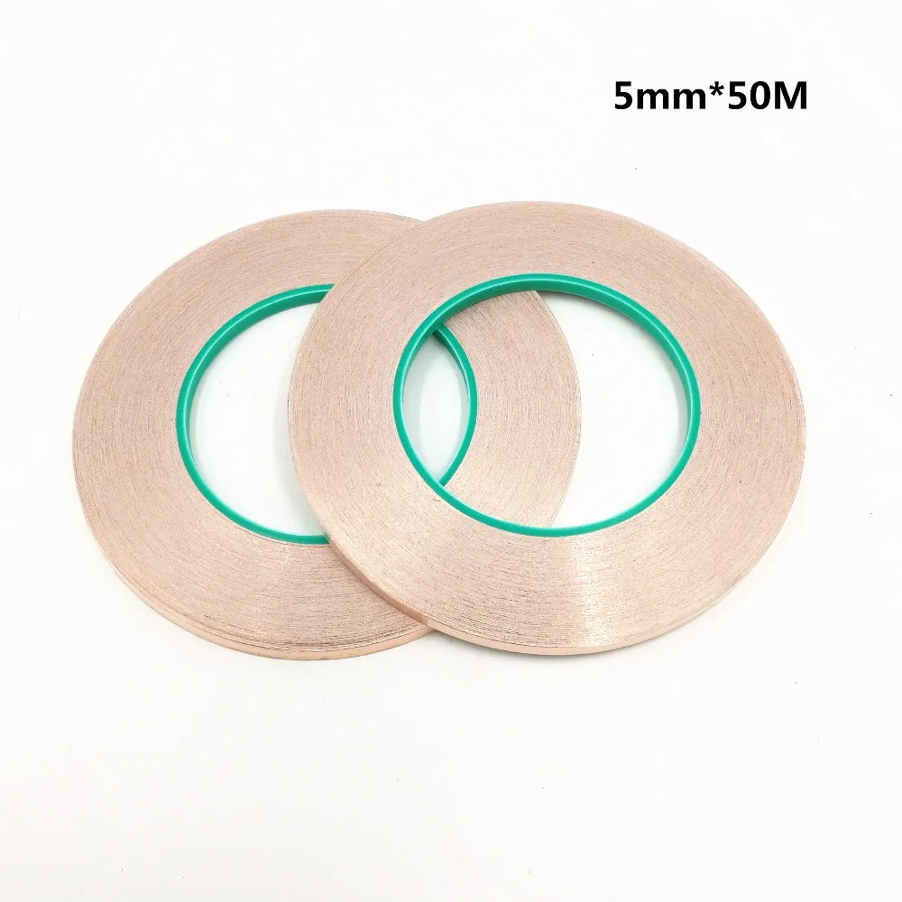 2pcs 5mm*50M Double sided conductive copper foil tape high temperature