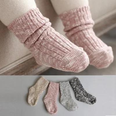 Зимние хлопковые носочки для маленьких девочек и мальчиков 0-2/2-4 лет плотные теплые носки свободного покроя для малышей детские противоскользящие носки