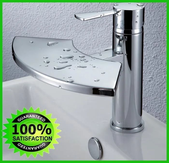 

Lavatory Vanity Bathroom Faucet Taps Basin Mixer Chrome Waterfall Hot Cold Water Control
