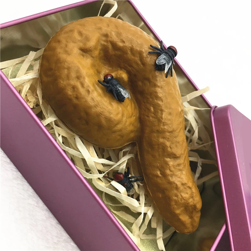 Realistic Shit & Fly Squishy Toys Gags Practical Joke Stool Smelly Crap Sick Faeces With Metal Box New Year Funny Gift for Adult (7)