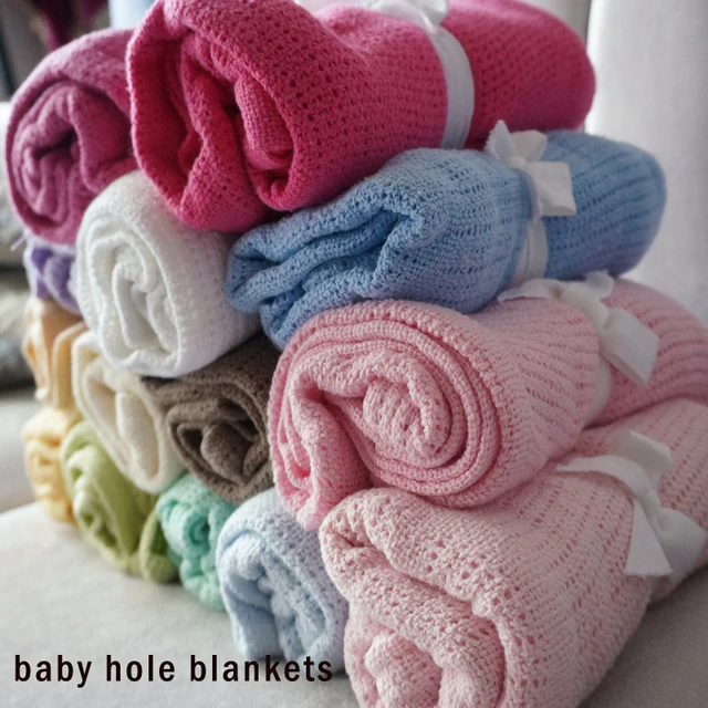 70*90cm Small Baby Blankets Cotton Baby Kid Blanket Summer Knit Hole