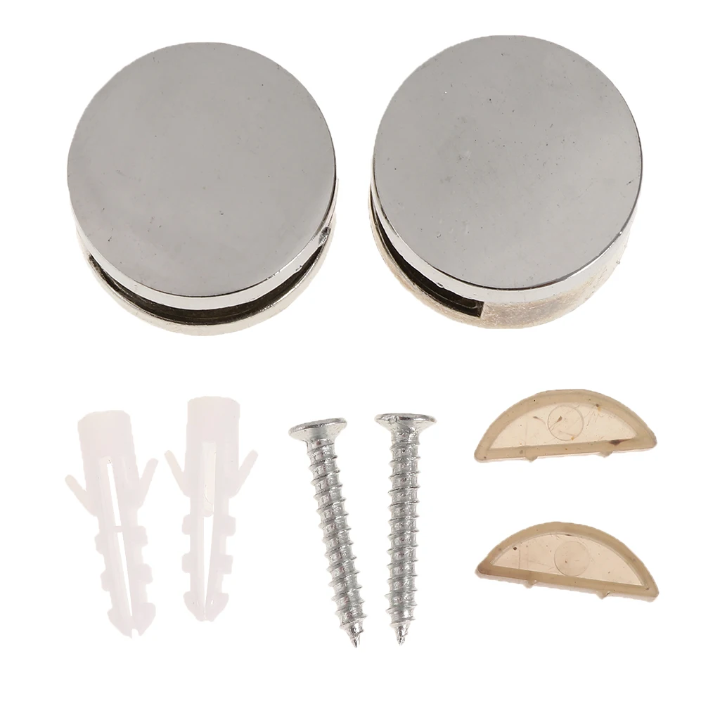 2Pcs Zinc Alloy Round Mirror Holder Clip Clamp Bracket Flat Surface