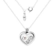 Серебро 925 пробы-ювелирные изделия Большой подвешиваемый кулон сердце кулон и ожерелье с 3 шт небольшие внутренние части