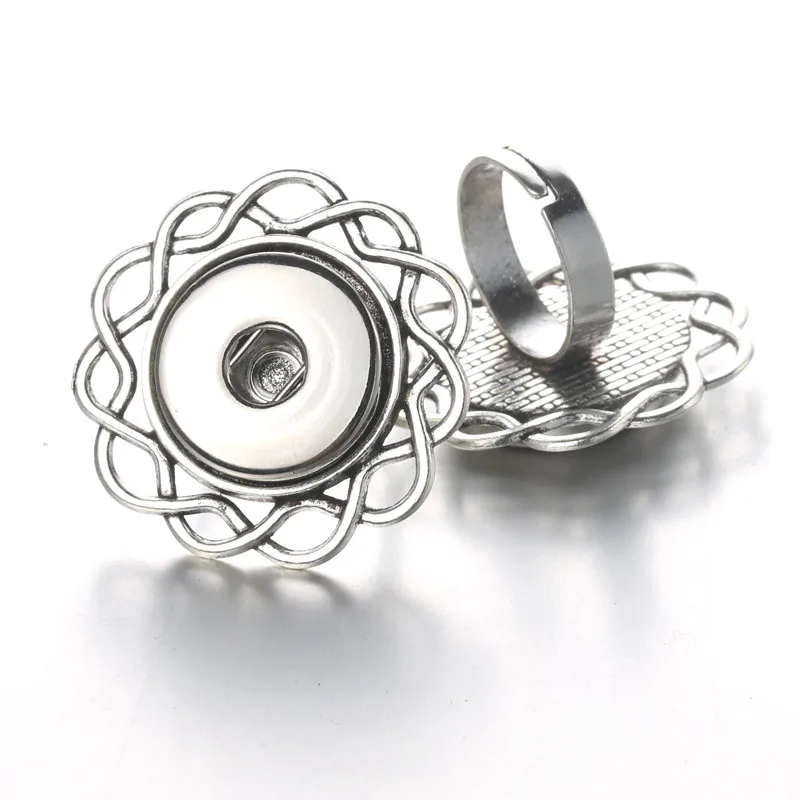 

Flower Snap Ring Jewelry DIY 18mm Adjustable Snaps Button Ring For Women Fitting Boom Life Jewelry 5313