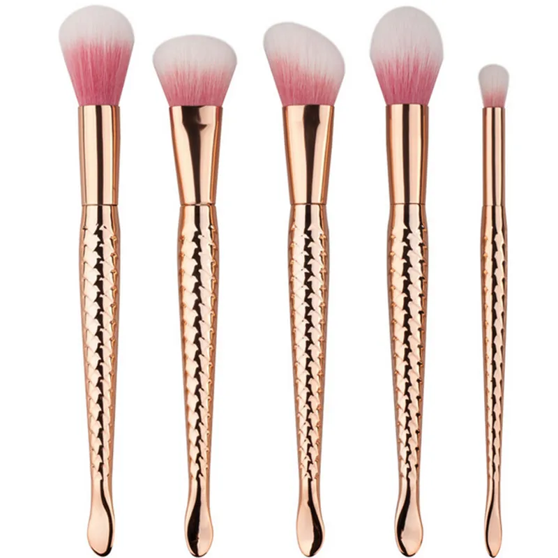 rose golden 3 цвета 5 шт./компл. Русалка красота Косметическая основа макияж кисти набор смешивания кисти Макияж набор инструментов набор бренд GUJHUI - Handle Color: rose golden