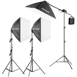 Neewer 600 Вт Pro фотография Софтбокс свет освещение комплект-3 упаковки 24x24 дюймов/60x60 см софтбокс с 5 Вт флуоресцентная лампочка