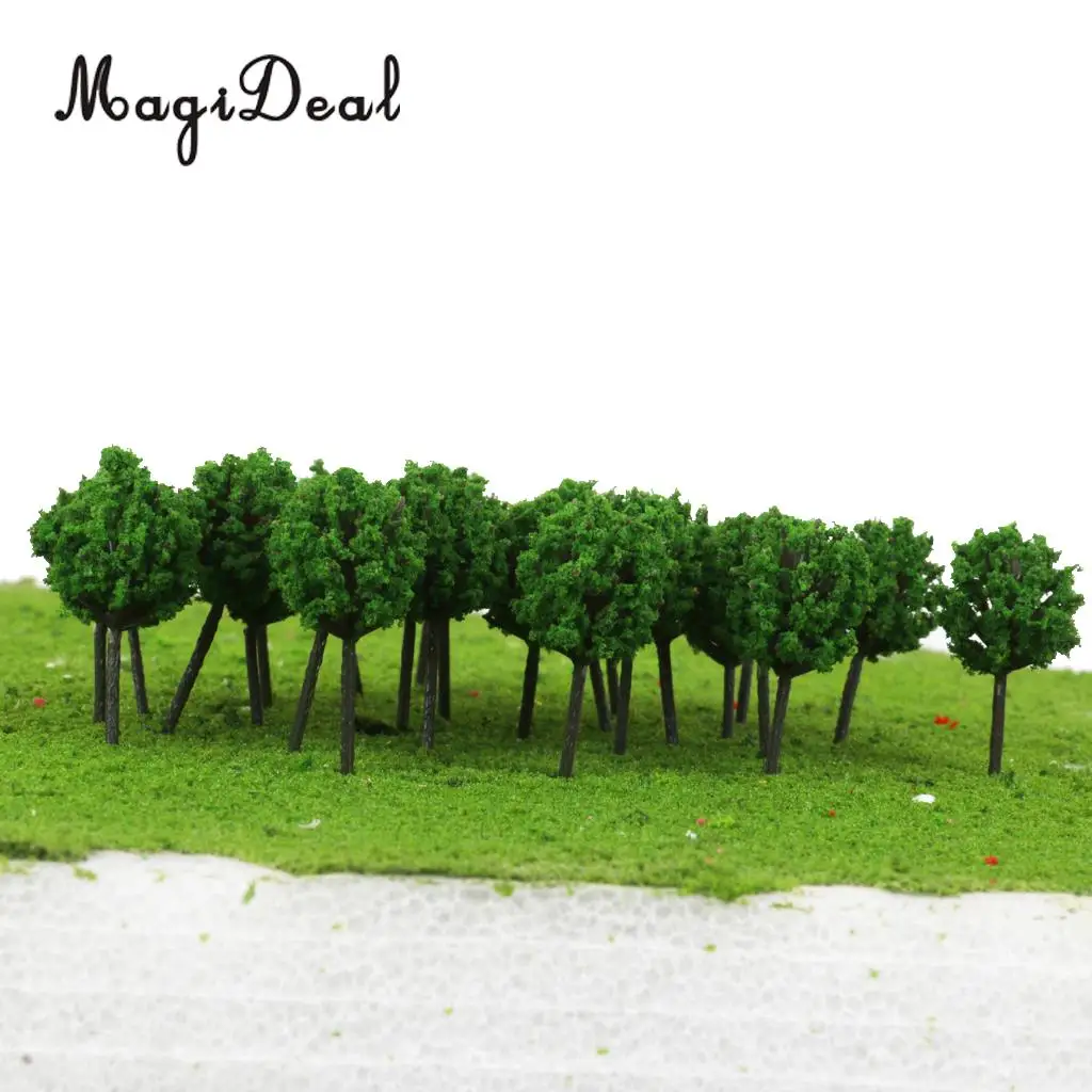 50Pcs 1/300 Scale 4cm Dark Green Model Trees Z Scale Train Street Park Countryside Model Building Scenery Landscape 4Colors